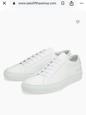 Common Projects White Low-Top Leather Sneakers size 11
